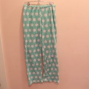 Just Love Fuzzy Teal Polka Dot PJ Pants Size Small